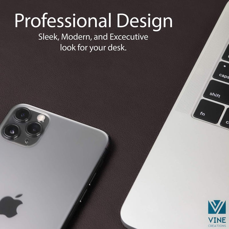 Vine Creations Leather Desk Mat 24" x 17", Desk Protector Mat, PU Leather Desk Pad, Small Desk Pad Mat, Desk Blotter, Desk Pads on Top of Desks, Desk Mat for Home or Office (Dark Brown) - Image 3